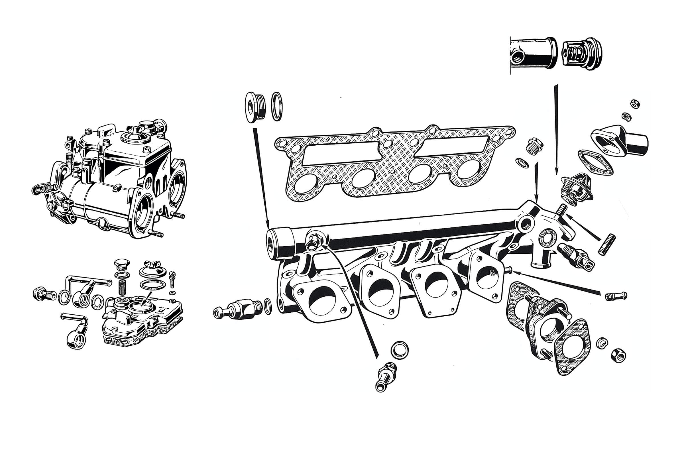 Carburettor & Inlet Manifold | Mechanical | 105/115 Series (Shared Parts) | Alfa Romeo Parts Diagram | Alfaholics