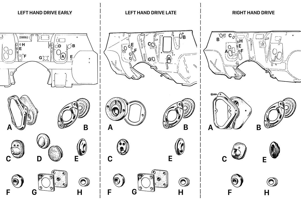 Bulkhead Grommets | Body | 105/115 Series (Shared Parts) | Alfa Romeo Parts Diagram | Alfaholics