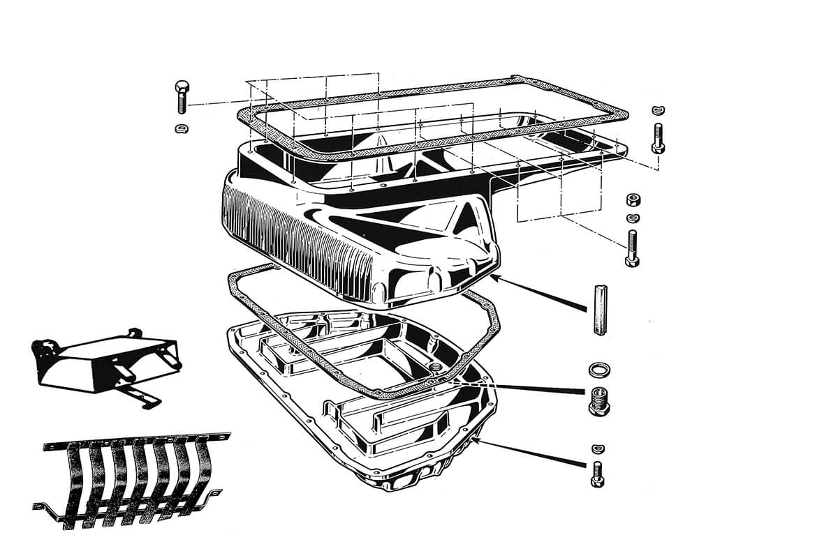 Engine - Oil Sump | Mechanical | 105/115 Series (Shared Parts) | Alfa Romeo Parts Diagram | Alfaholics