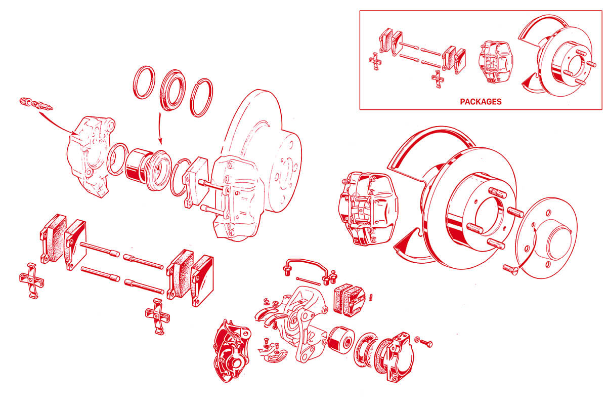 Brakes - Front | Mechanical | 105/115 Series (Shared Parts) | Alfa Romeo Parts Diagram | Alfaholics
