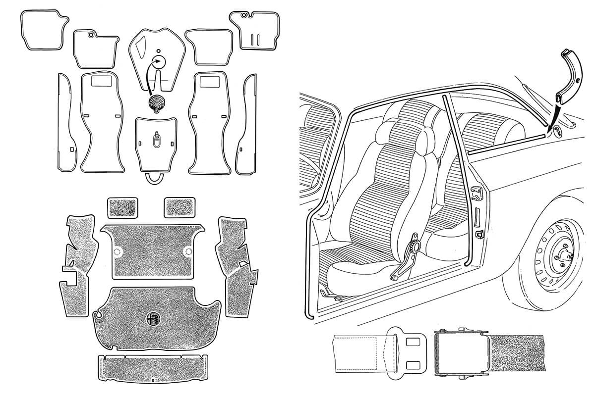 GT - Trim & Seats | Body | 105/115 Series Coupe Diagrams | Alfa Romeo Parts Diagram | Alfaholics