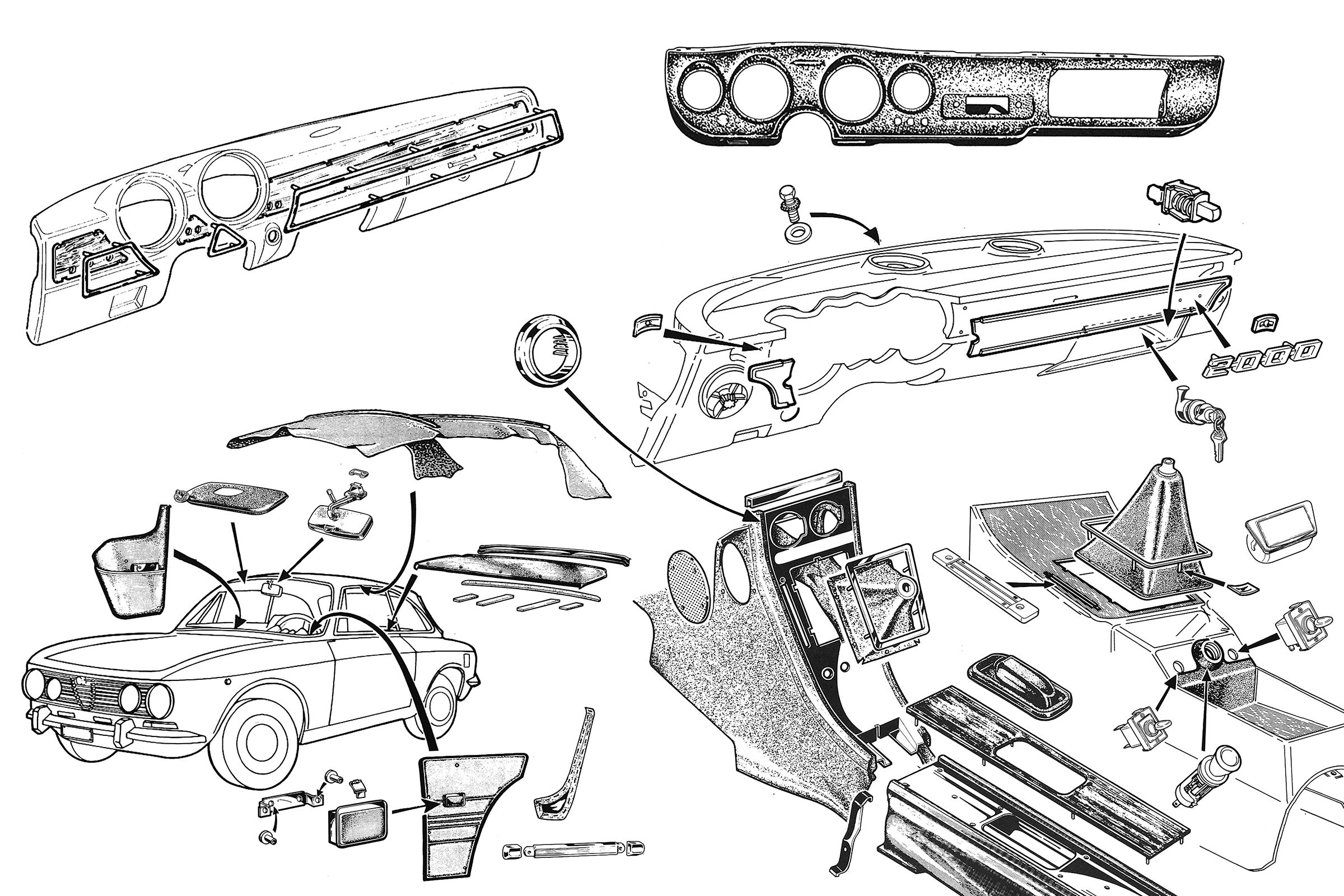 GT - Interior & Dashboard | Body | 105/115 Series GT Diagrams | Alfa Romeo Parts Diagram | Alfaholics