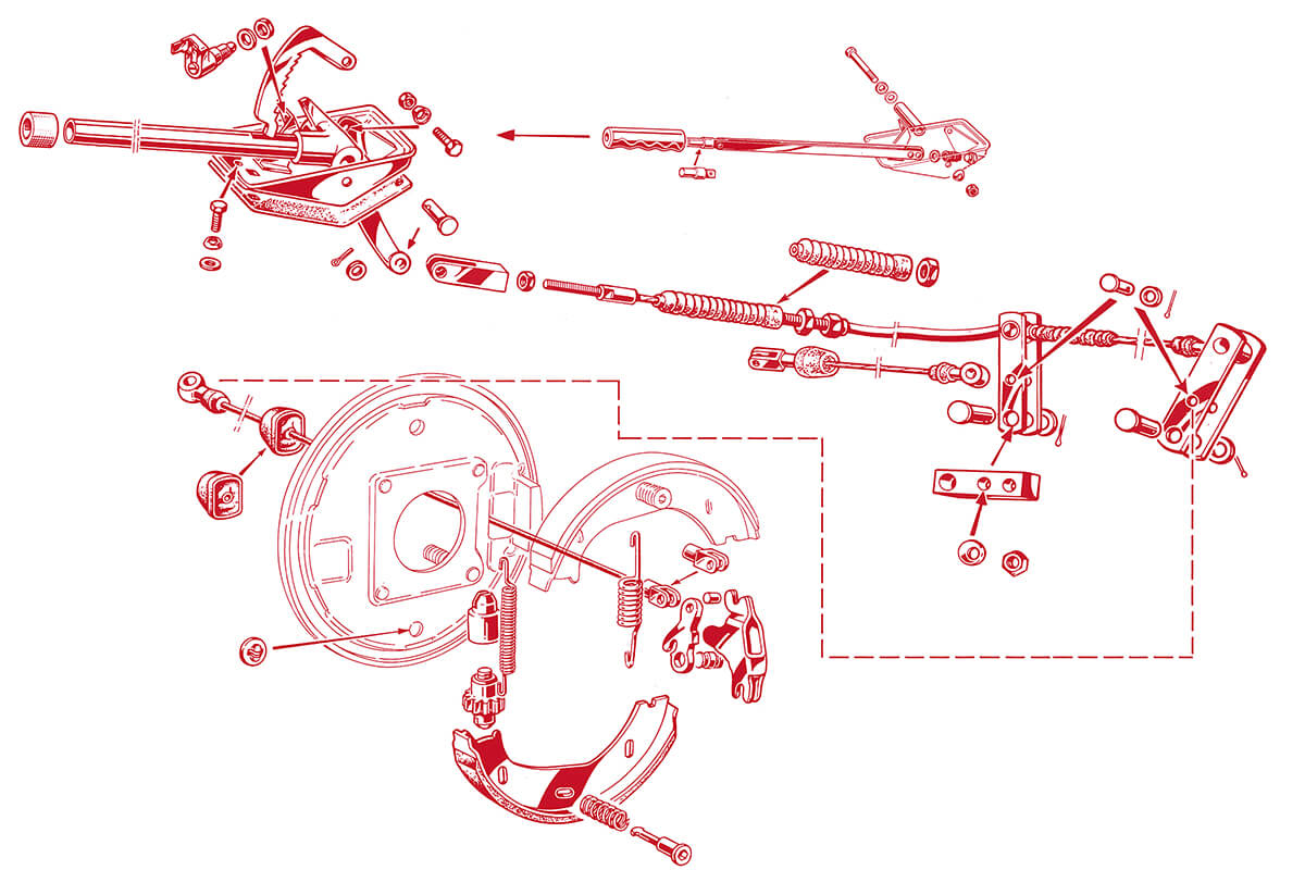 Handbrake/E-Brake | Mechanical | 105/115 Series (Shared Parts) | Alfa Romeo Parts Diagram | Alfaholics