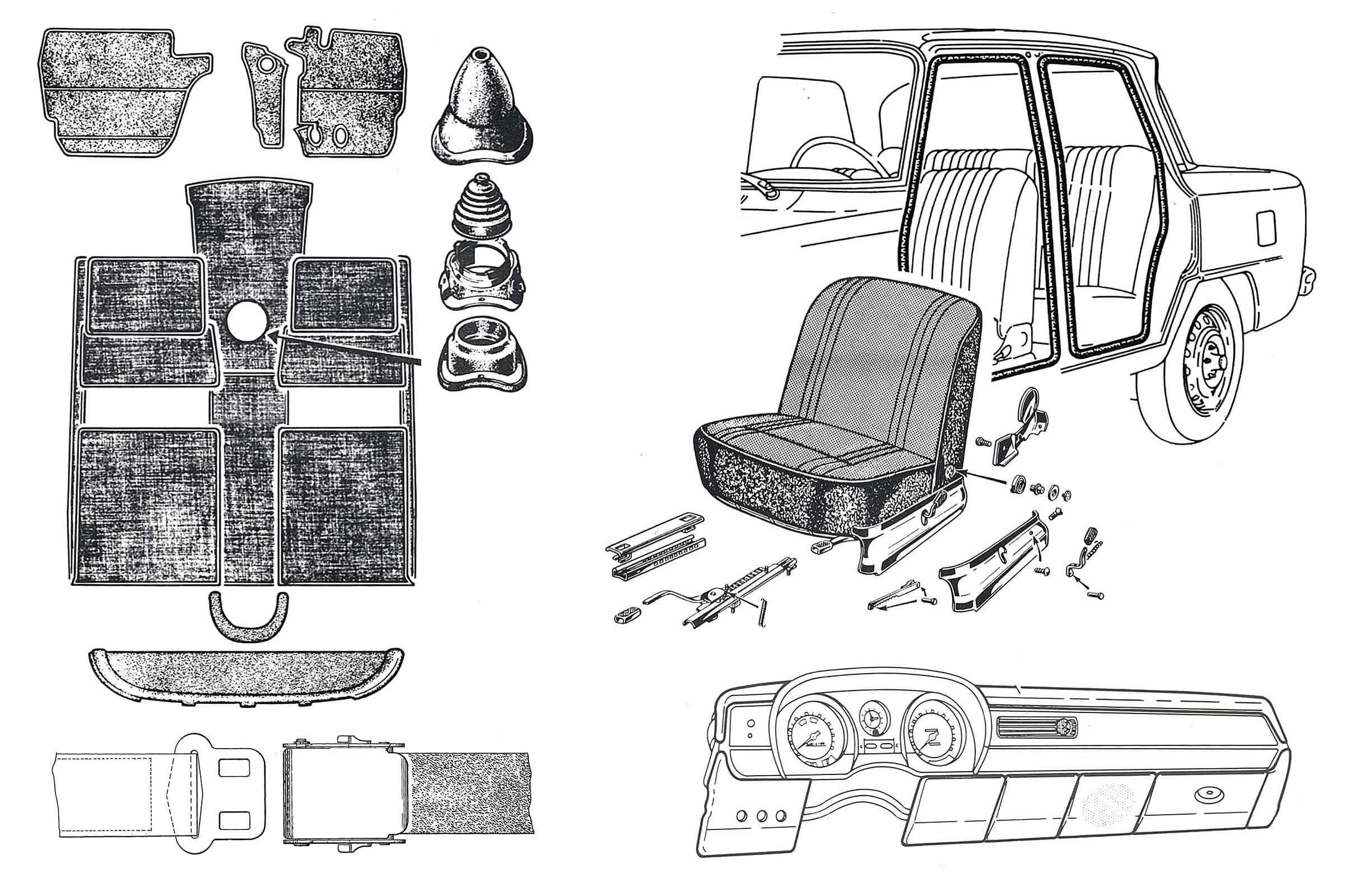 Giulia Saloon - Trim & Seats | Body | 105/115 Series Saloon Diagrams | Alfa Romeo Parts Diagram | Alfaholics