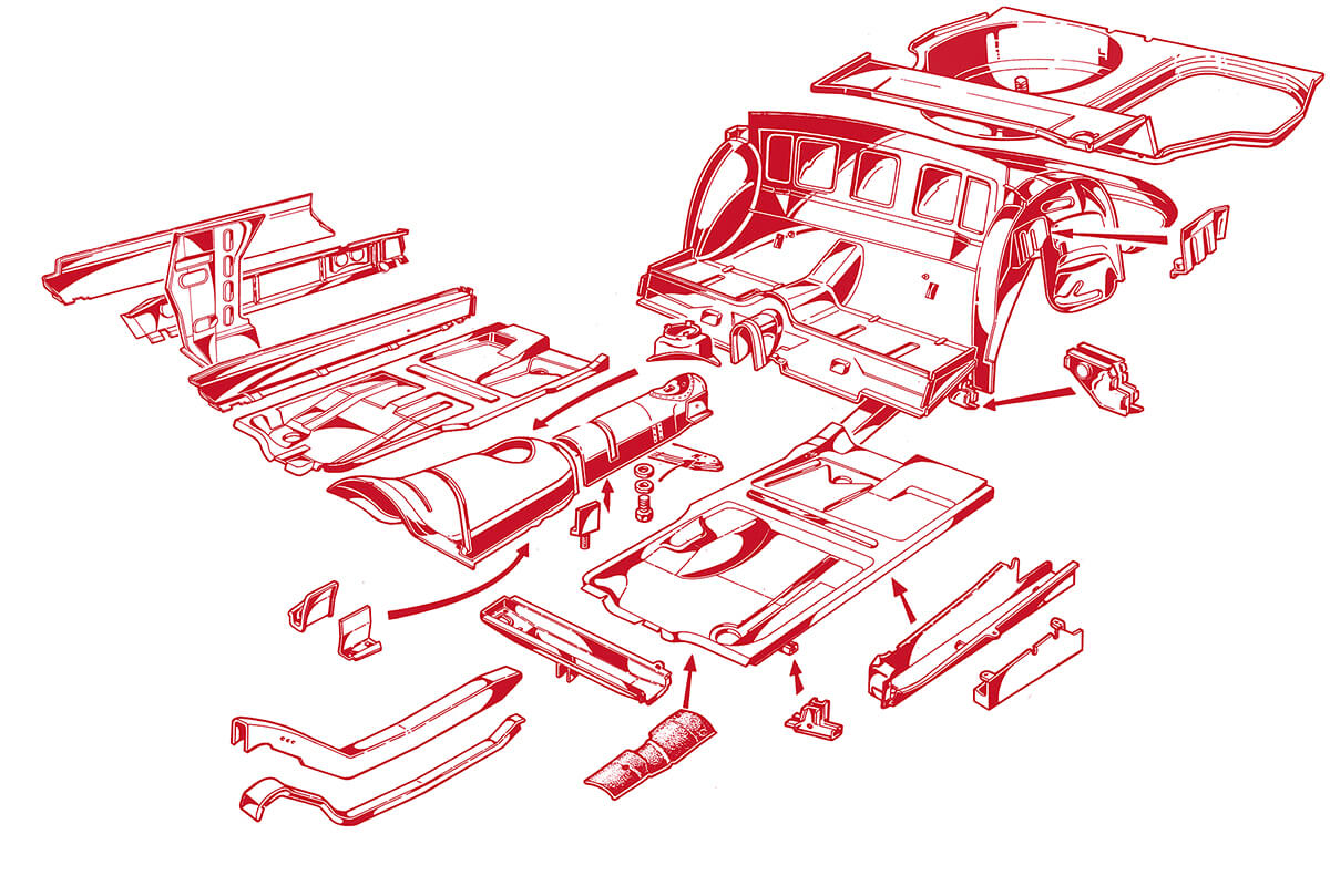 Spider - Panels - Chassis Floor Pan | Body | 105/115 Series Spider Diagrams | Alfa Romeo Parts Diagram | Alfaholics