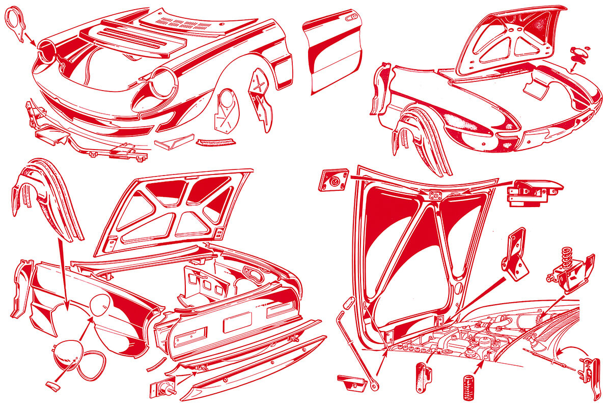 Spider - Panels - Outer Body | Body | 105/115 Series Spider Diagrams | Alfa Romeo Parts Diagram | Alfaholics