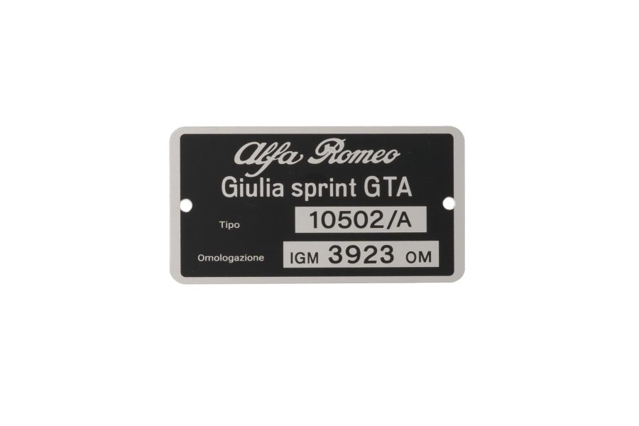 Type ID Plate • LHD 1600 GTA